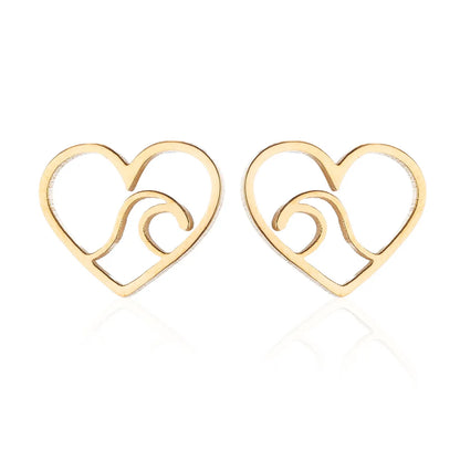 Simple Style Christmas Tree Heart Shape Elk Stainless Steel Plating Hollow Out Ear Studs 1 Pair