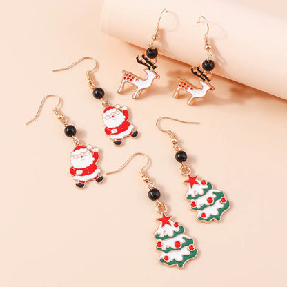 1 Pair Simple Style Christmas Tree Santa Claus Epoxy Alloy Drop Earrings