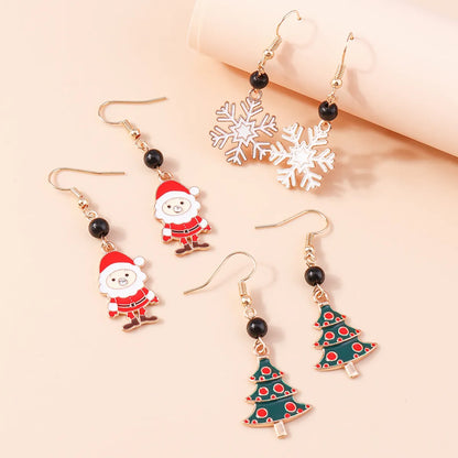 1 Pair Simple Style Christmas Tree Santa Claus Epoxy Alloy Drop Earrings