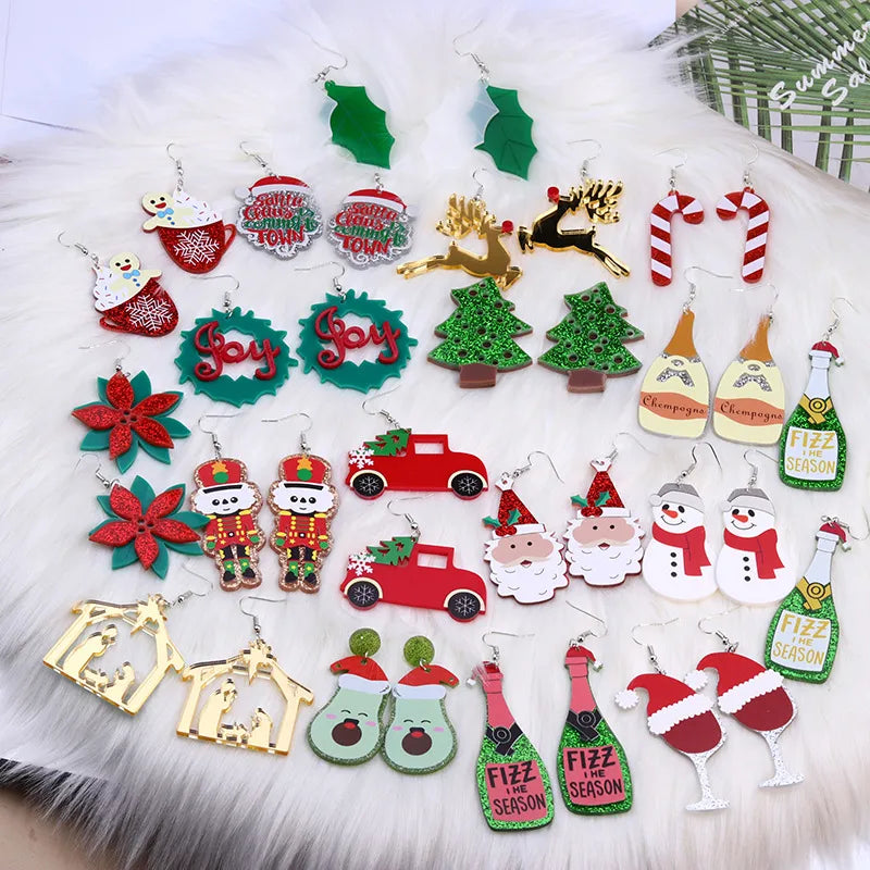 Simple Style Christmas Tree Santa Claus Arylic Stoving Varnish Women'S Earrings 1 Pair