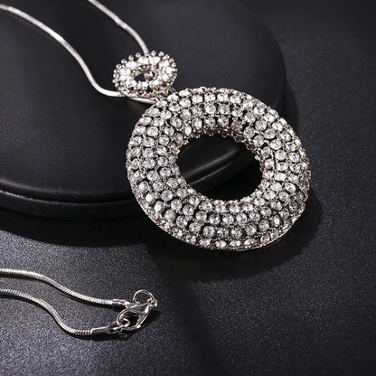 Simple Style Circle Alloy Copper Inlay Artificial Crystal Women's Sweater Chain