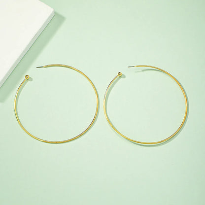 1 Pair Simple Style Circle Plating Alloy Hoop Earrings