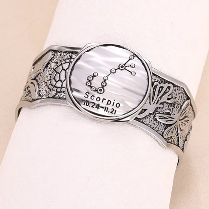 Simple Style Circle Constellation Metal Wholesale Wide Bracelet