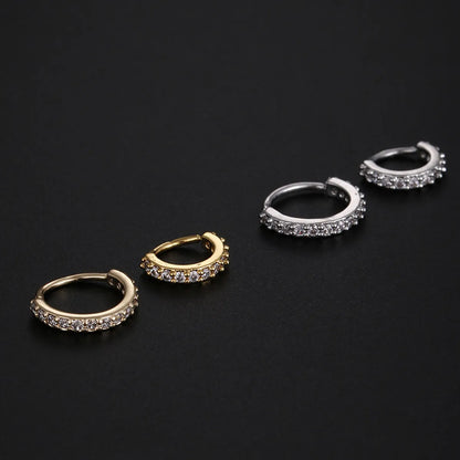 Simple Style Circle Copper Inlay Zircon Nose Ring