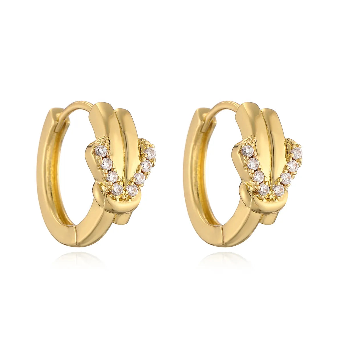 Simple Style Circle Knot Copper Plating Hollow Out Inlay Zircon 18k Gold Plated Jewelry Set