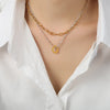 Simple Style Circle Natural Stone Titanium Steel Beaded Plating 18k Gold Plated Double Layer Necklaces