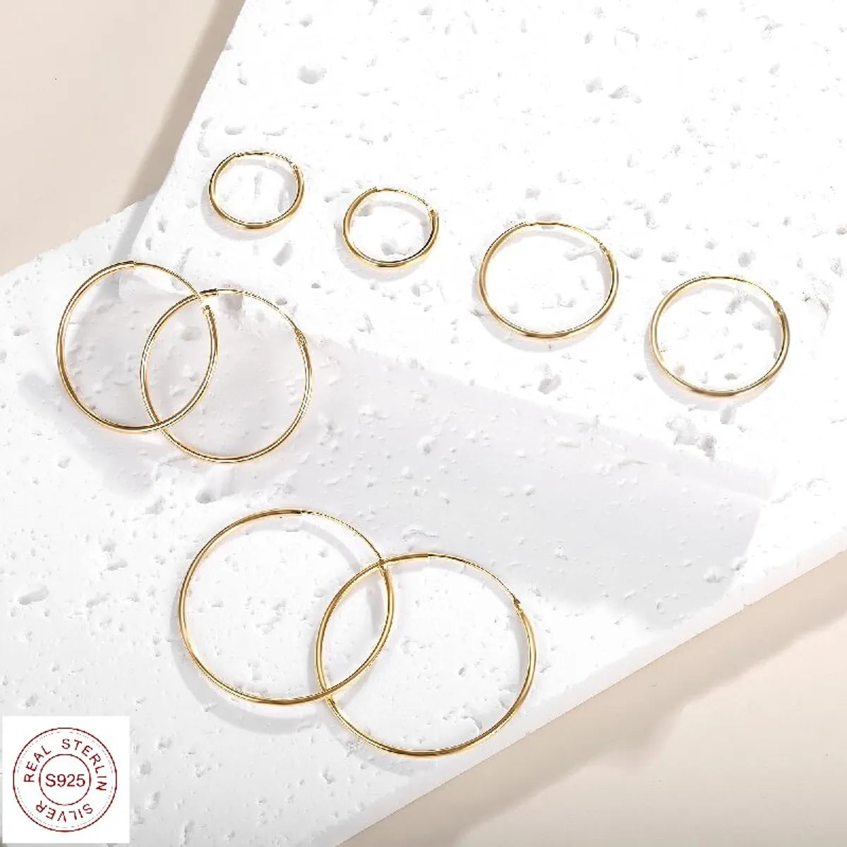 Simple Style Circle Plating Sterling Silver 18k Gold Plated Gold Plated Hoop Earrings