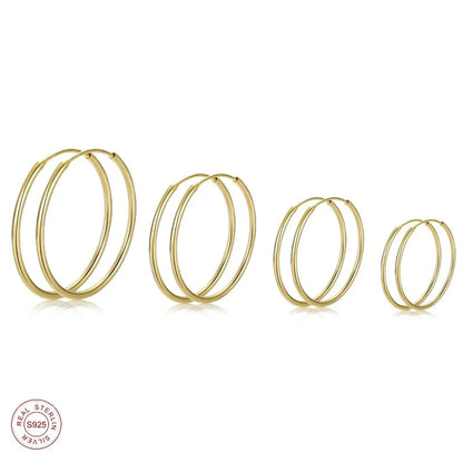 Simple Style Circle Plating Sterling Silver 18k Gold Plated Gold Plated Hoop Earrings