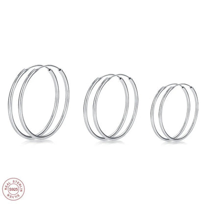 Simple Style Circle Plating Sterling Silver 18k Gold Plated White Gold Plated Earrings