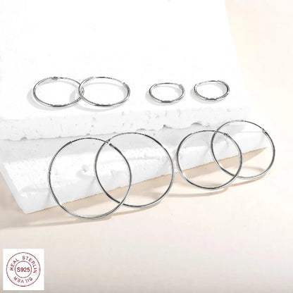 Simple Style Circle Plating Sterling Silver Silver Plated Hoop Earrings