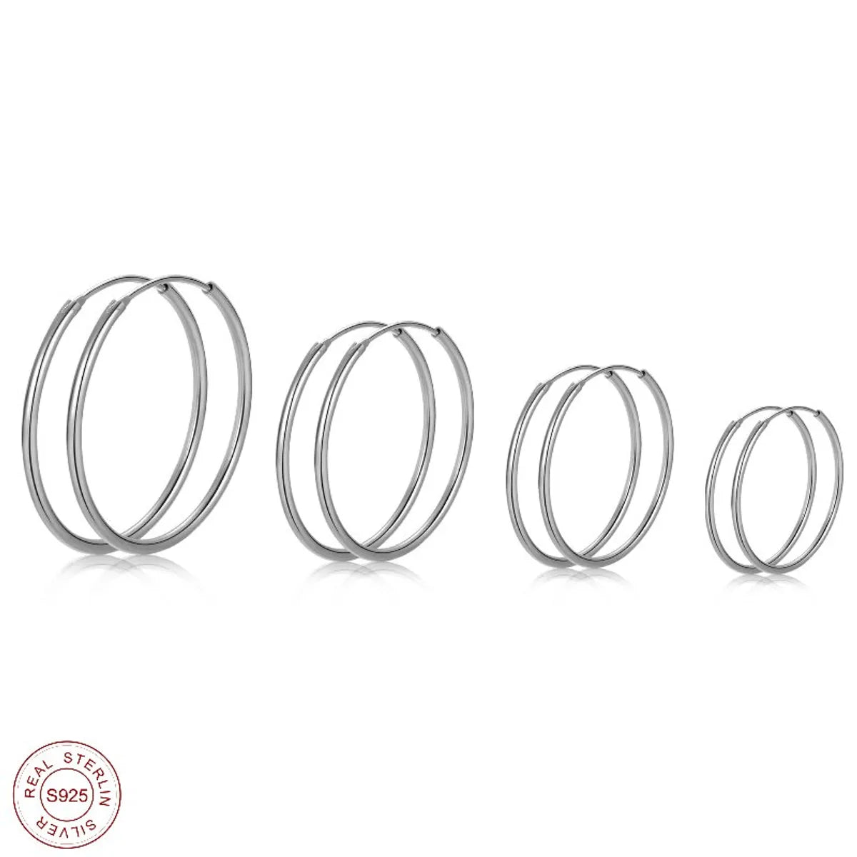 Simple Style Circle Plating Sterling Silver Silver Plated Hoop Earrings