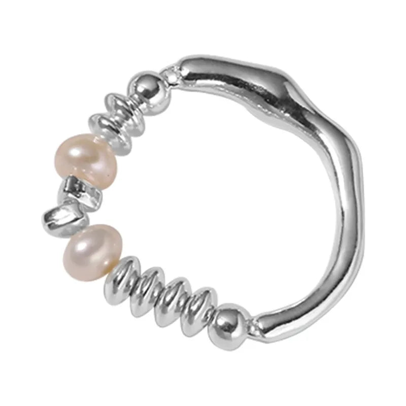 Simple Style Circle Silver Pearl Plating Rings 1 Piece