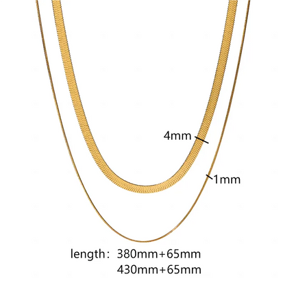 304 Stainless Steel Simple Style Polishing Plating Circle Double Layer Necklaces Necklace