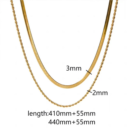 304 Stainless Steel Simple Style Polishing Plating Circle Double Layer Necklaces Necklace