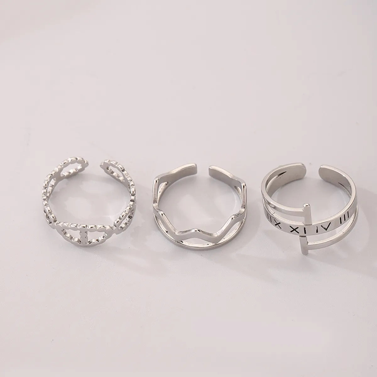 Wholesale Jewelry Simple Style Circle Stainless Steel Silver Plated Hollow Out Rings