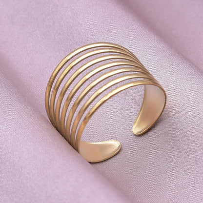 Wholesale Jewelry Simple Style Circle 304 Stainless Steel 18K Gold Plated Layered Open Rings