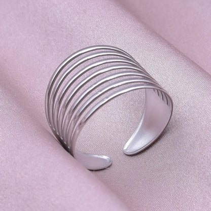 Wholesale Jewelry Simple Style Circle 304 Stainless Steel 18K Gold Plated Layered Open Rings