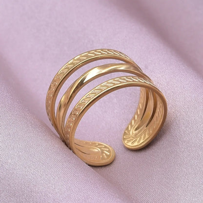 Simple Style Circle Stainless Steel Layered 18k Gold Plated Open Rings