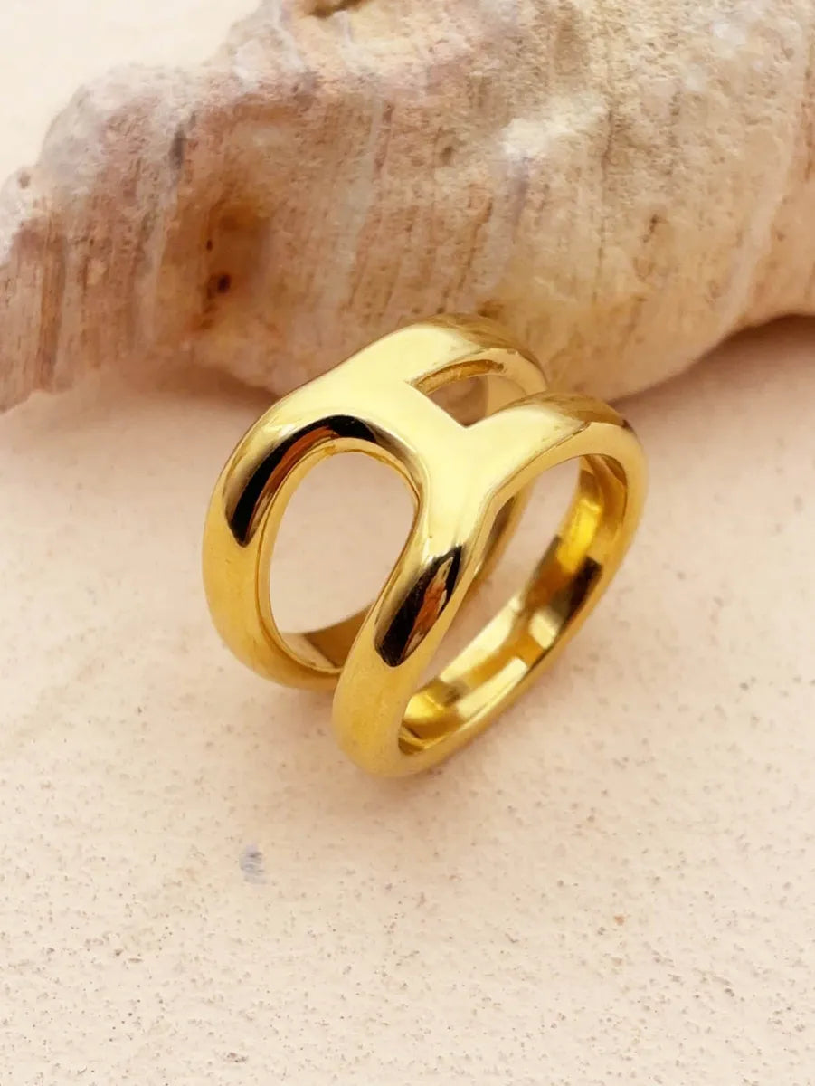 304 Stainless Steel 18K Gold Plated Simple Style Plating Circle Rings