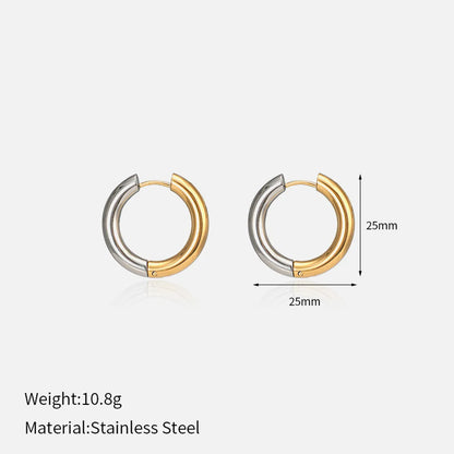 Simple Style Circle Stainless Steel Plating Hoop Earrings 1 Pair