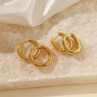 Simple Style Circle Stainless Steel Plating Hoop Earrings 1 Pair