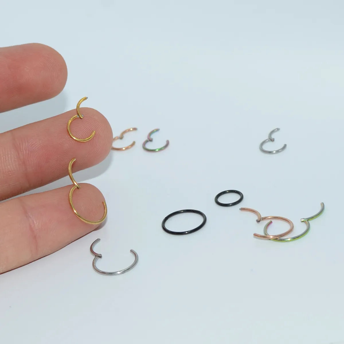 Nose Rings & Studs Simple Style Circle 304 Stainless Steel Plating 18K Gold Plated