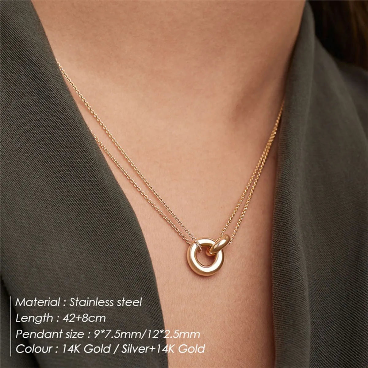 Simple Style Circle Stainless Steel Plating Pendant Necklace 1 Piece