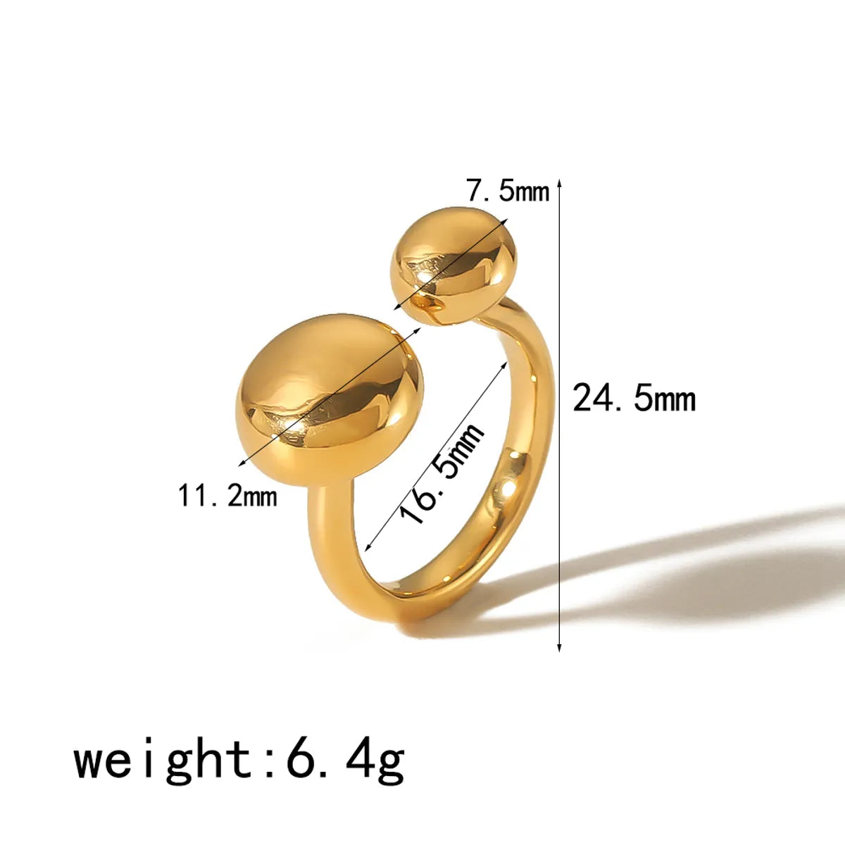 Simple Style Circle Stainless Steel Polishing Plating 18k Gold Plated Open Rings