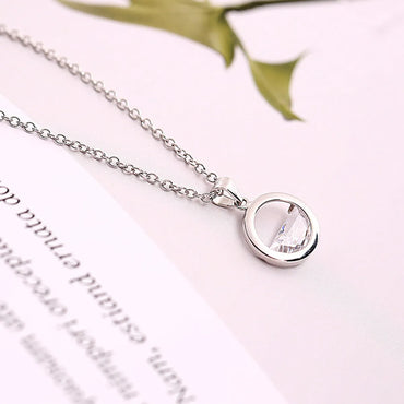 Simple Style Circle White Copper Polishing Plating Inlay Zircon White Gold Plated Silver Plated Pendant Necklace