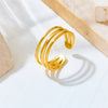 Titanium Steel 18K Gold Plated Simple Style Inlay Circle Rhinestones Open Rings