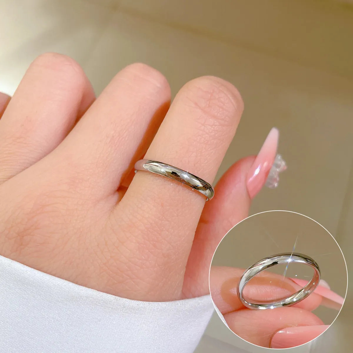 Simple Style Circle Titanium Steel Polishing Rings