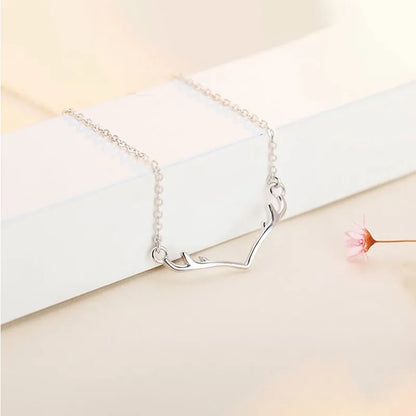 Simple Style Classic Style Antlers Sterling Silver Plating White Gold Plated Pendant Necklace