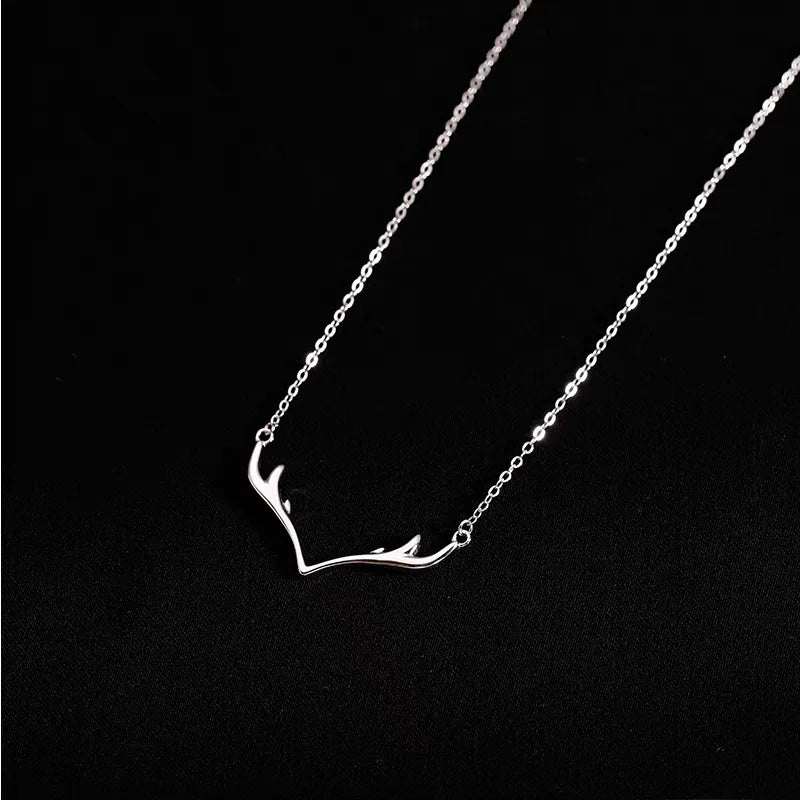 Simple Style Classic Style Antlers Sterling Silver Plating White Gold Plated Pendant Necklace