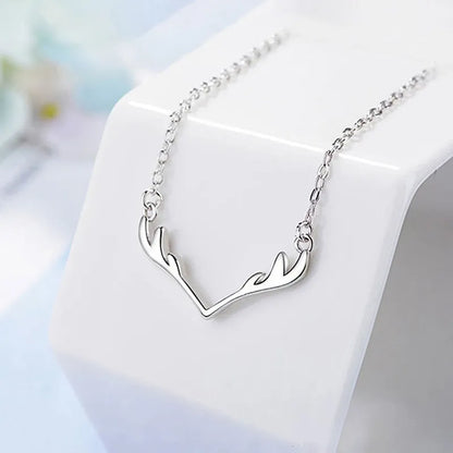 Simple Style Classic Style Antlers Sterling Silver Plating White Gold Plated Pendant Necklace