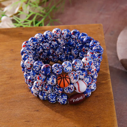 Simple Style Classic Style Basketball Football Wood Polishing Men'S Bracelets