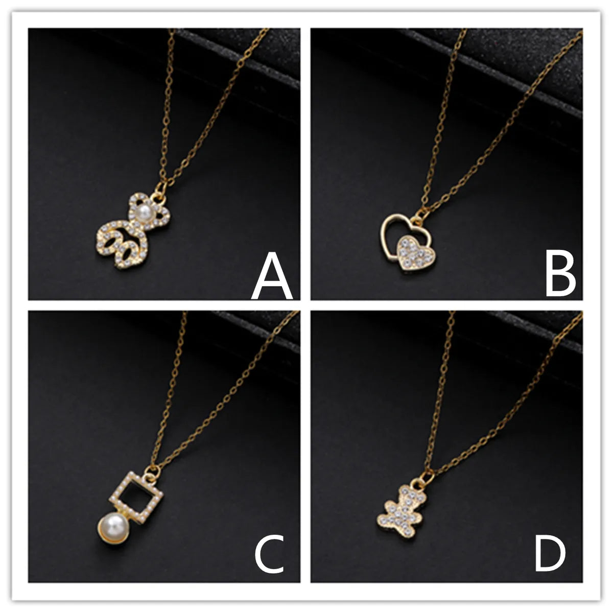 Simple Style Classic Style Bear Heart Shape Zinc Alloy Inlay Zircon Women's Pendant Necklace