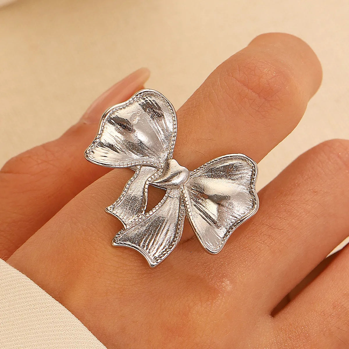 Simple Style Classic Style Bow Knot Alloy Plating Gold Plated Silver Plated Women'S Open Rings