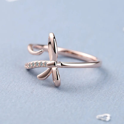 Simple Style Classic Style Bow Knot Copper Inlay Zircon Rings