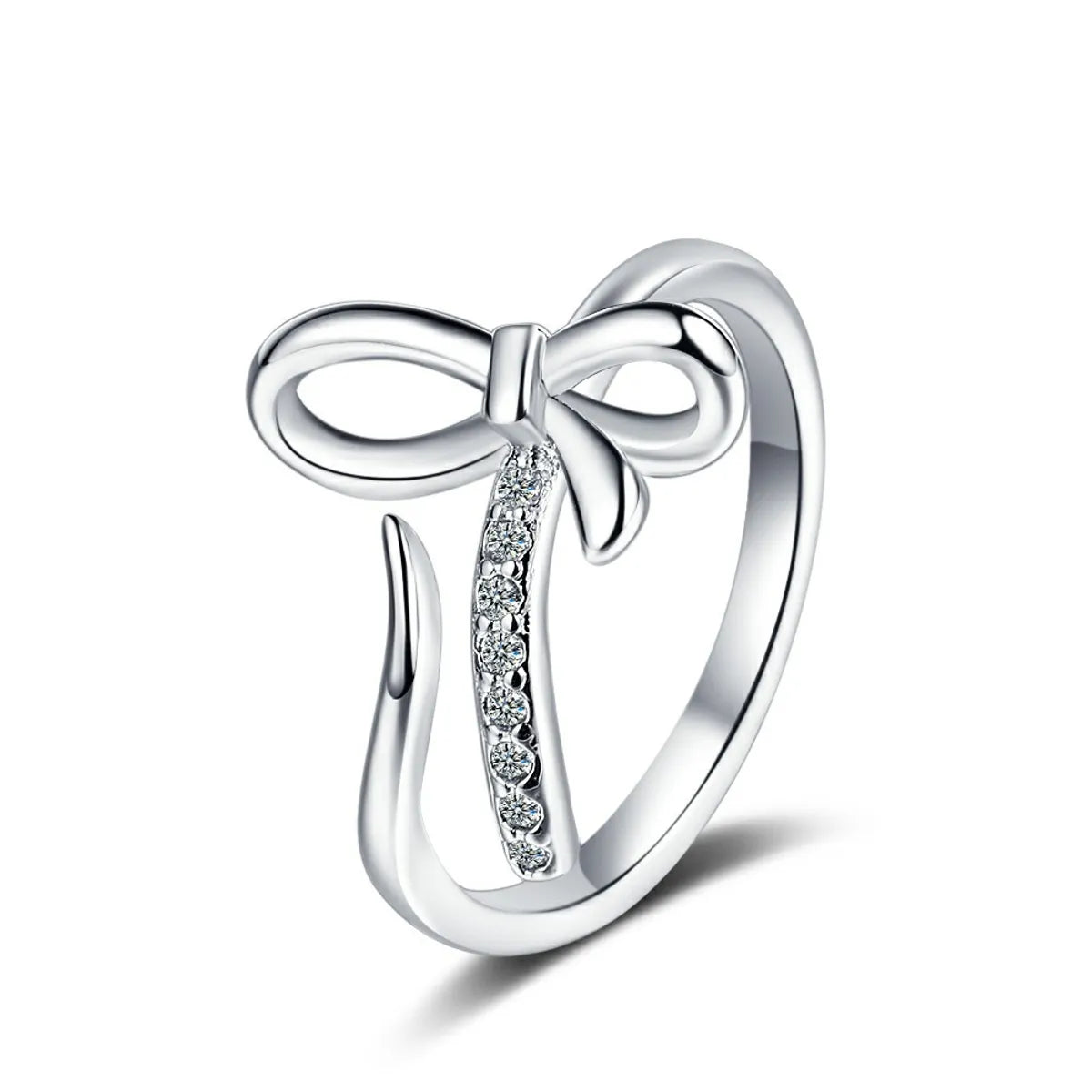 Simple Style Classic Style Bow Knot Copper Inlay Zircon Rings