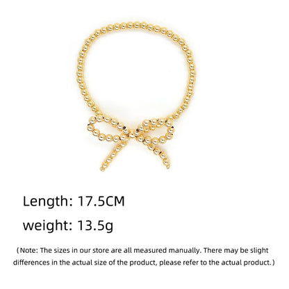 Simple Style Classic Style Bow Knot Imitation Pearl Copper Wholesale Bracelets