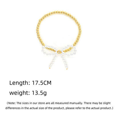 Simple Style Classic Style Bow Knot Imitation Pearl Copper Wholesale Bracelets