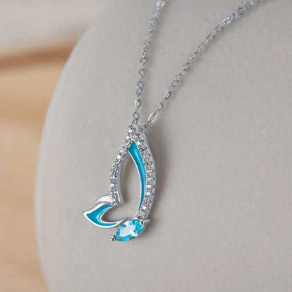 Simple Style Classic Style British Style Animal Butterfly Sterling Silver White Gold Plated Rhodium Plated Silver Plated Handmade Zircon Pendant Necklace In Bulk