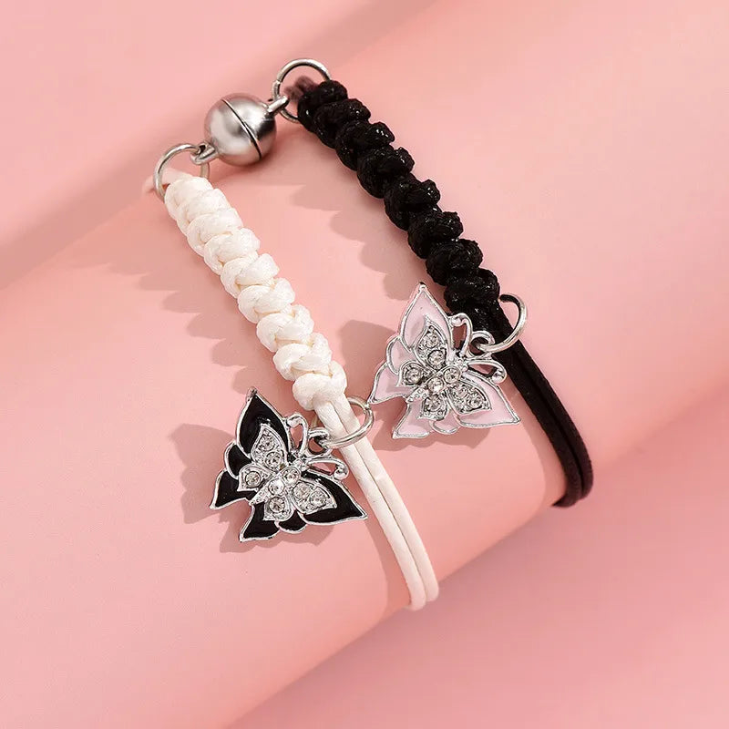 Simple Style Classic Style Butterfly Alloy Leather Rope Braid Women'S Bracelets