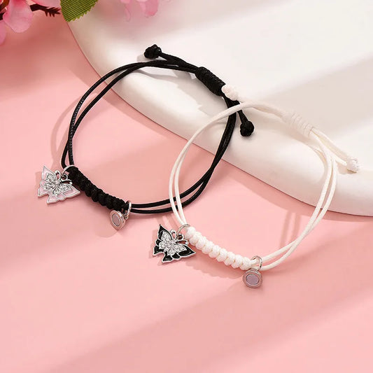 Simple Style Classic Style Butterfly Alloy Leather Rope Braid Women'S Bracelets