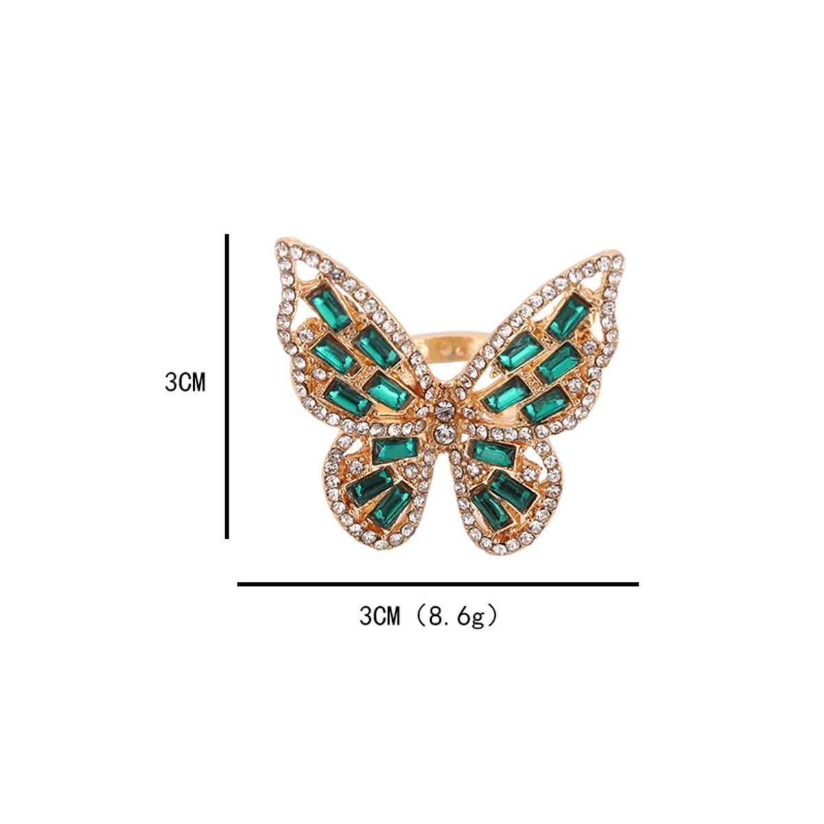 Simple Style Classic Style Butterfly Copper Inlay Rhinestones Rings