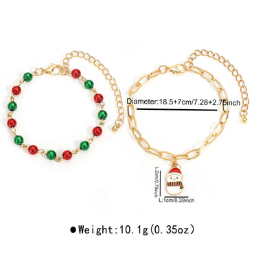 Simple Style Classic Style Christmas Hat Snowman Snowflake Imitation Pearl Alloy Iron Wholesale Bracelets