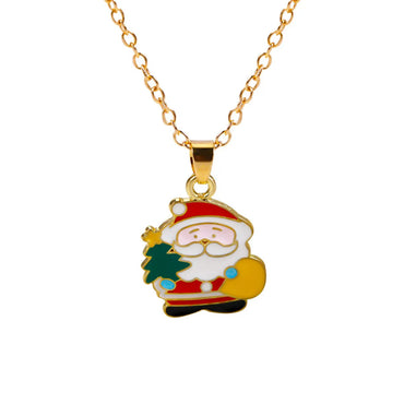 Simple Style Classic Style Christmas Tree Alloy Inlay Rhinestones Christmas Kid'S Pendant Necklace