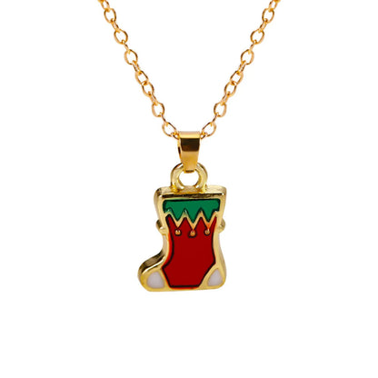 Simple Style Classic Style Christmas Tree Alloy Inlay Rhinestones Christmas Kid'S Pendant Necklace