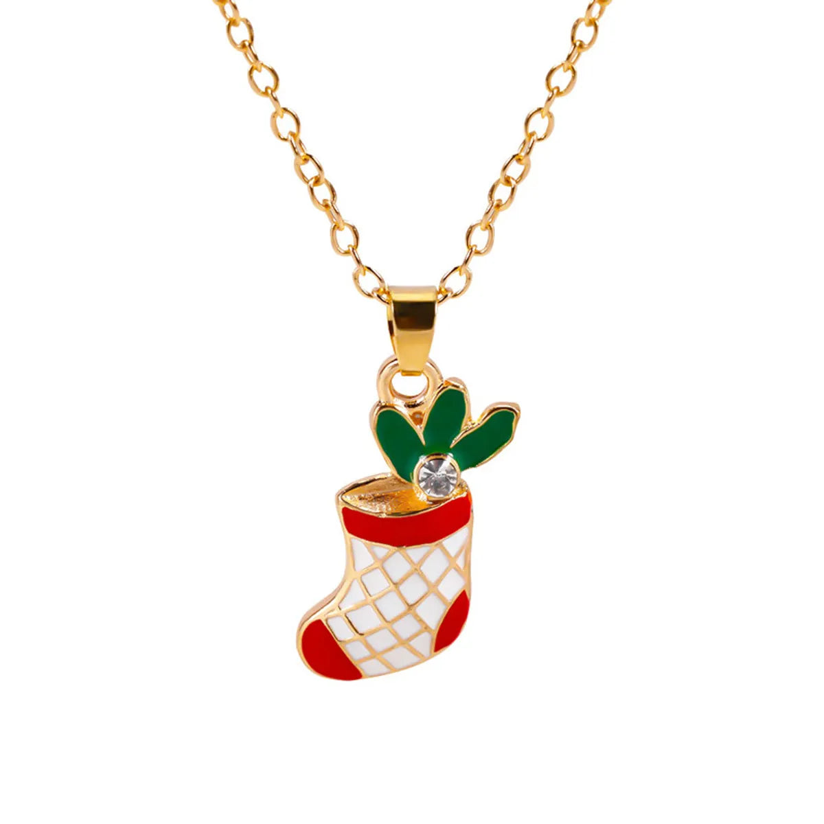 Simple Style Classic Style Christmas Tree Alloy Inlay Rhinestones Christmas Kid'S Pendant Necklace