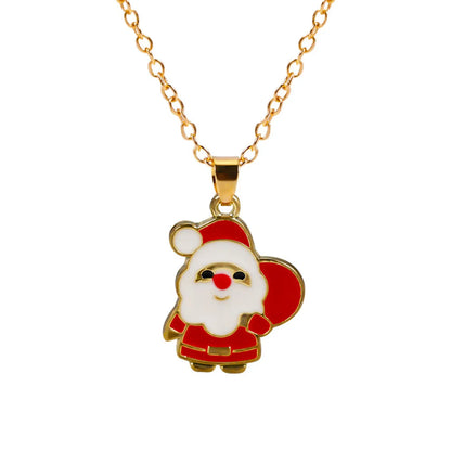 Simple Style Classic Style Christmas Tree Alloy Inlay Rhinestones Christmas Kid'S Pendant Necklace